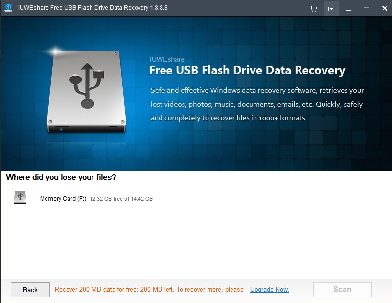 IUWEshare Free USB Flash Drive Data Recovery - Screenshot #4