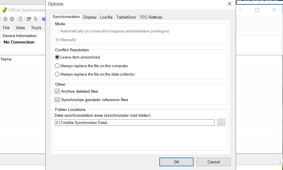 Trimble Office Synchronizer - Screenshot #2