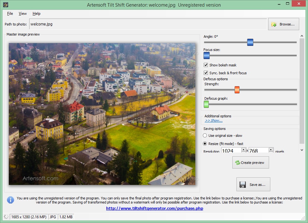 Artensoft Tilt Shift Generator - Screenshot #3