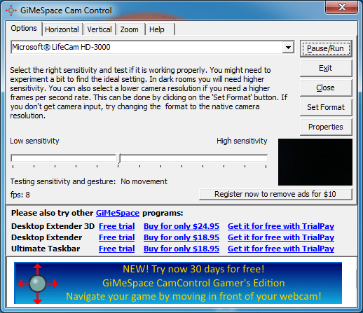 GiMeSpace Cam Control - Screenshot #1