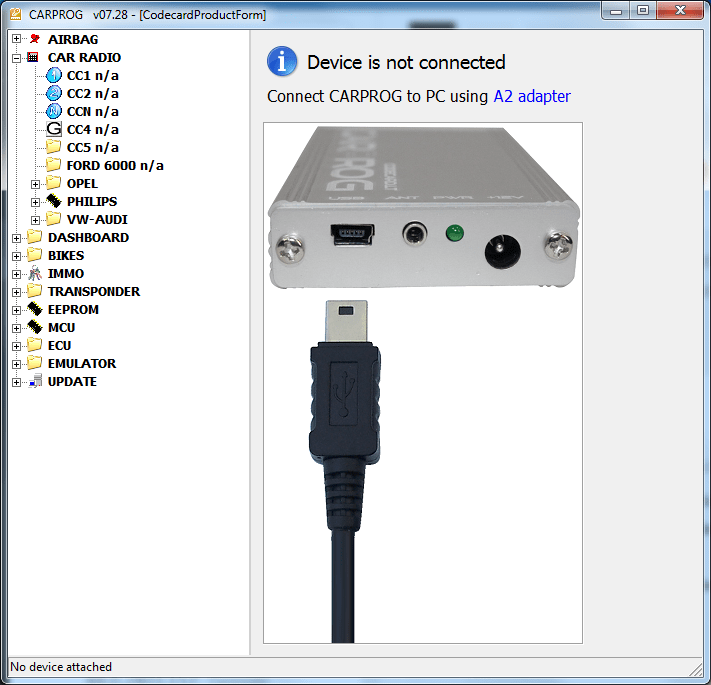 Carprog не определяется по usb