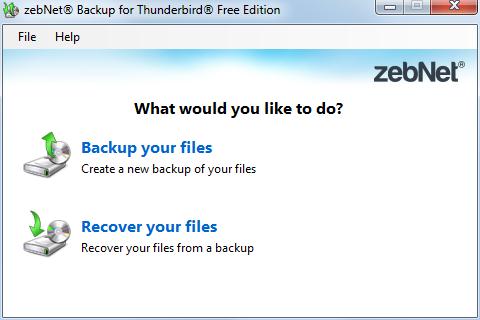 zebNet&reg; Backup for Thunderbird&reg; Free Edition - Screenshot #1