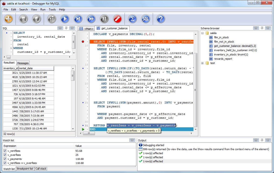 Debugger for MySQL - Screenshot #1
