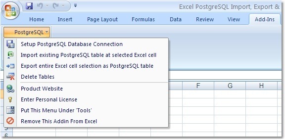 Запрос к postgresql из excel