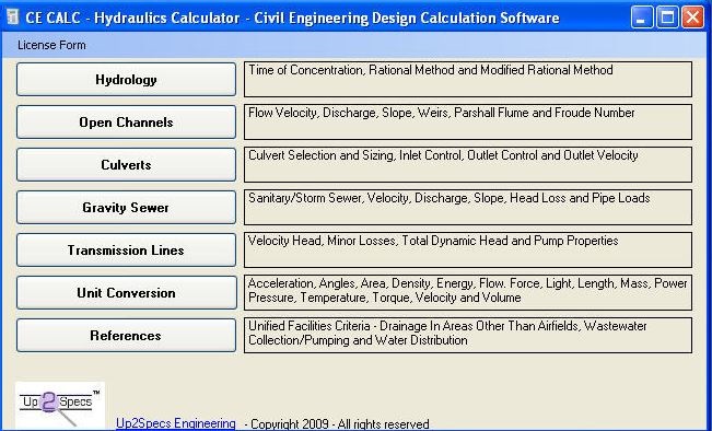 CE CALC - Hydraulics Calculator - Screenshot #1