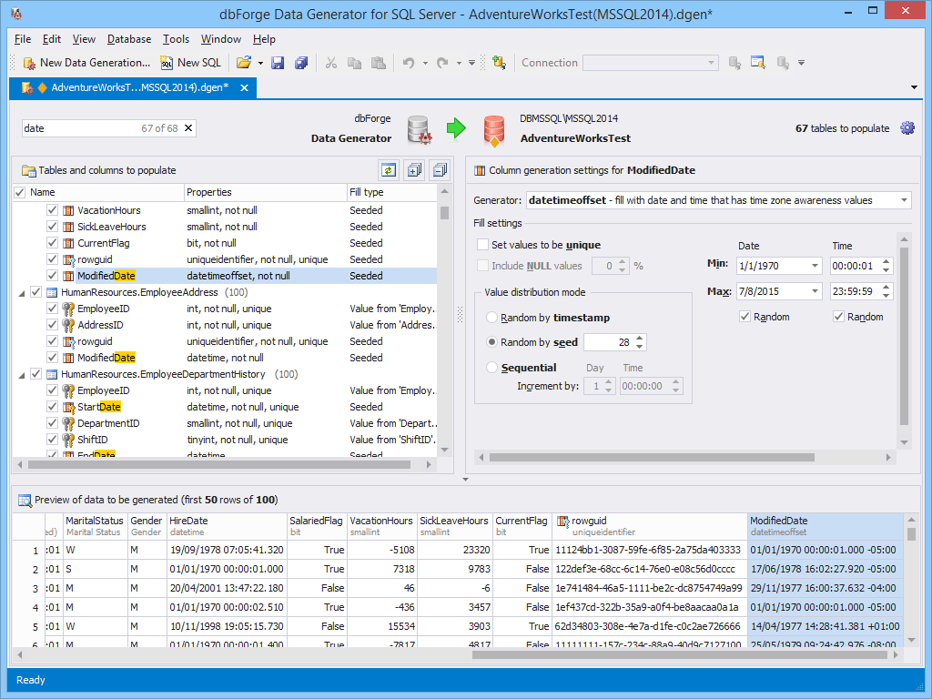 Data generator. DBFORGE MYSQL. DBFORGE MS SQL. DBFORGE Studio. DBFORGE Studio for SQL Server.