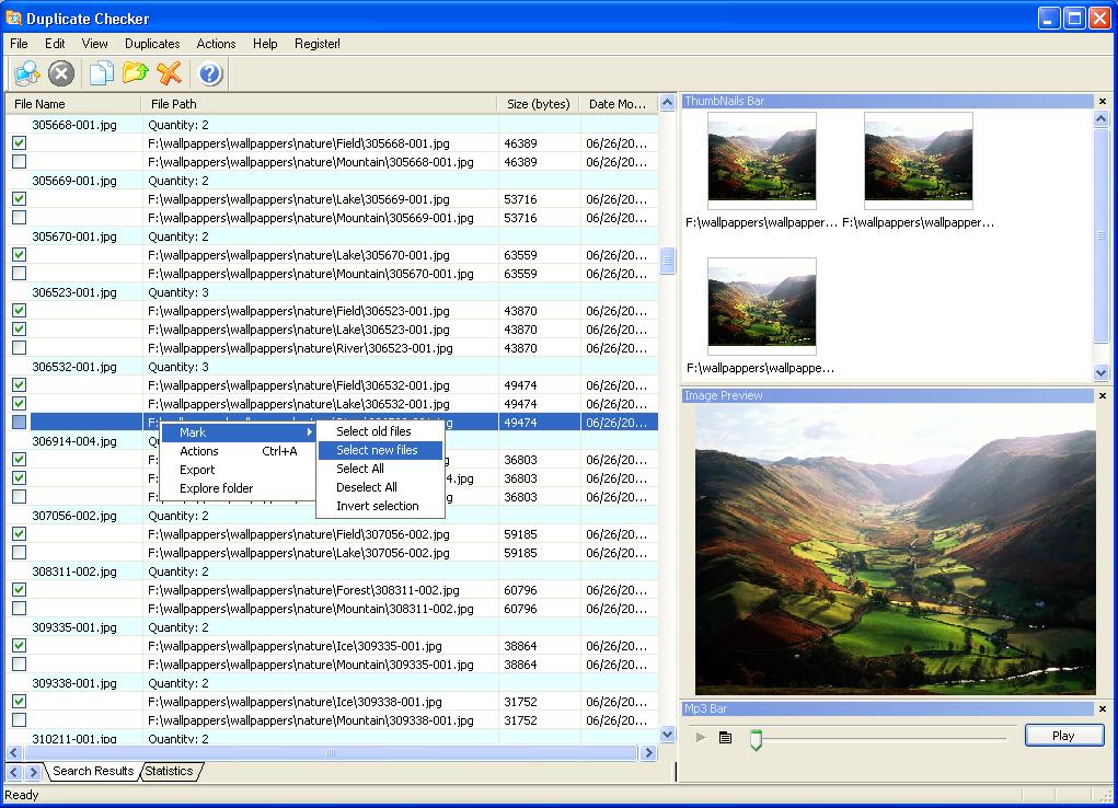 Visual similarity duplicate image finder. Duplicate. Checking duplicates. 2xexplorer Layout 1.