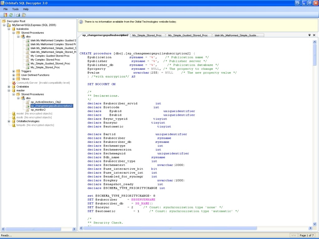 Orbital's SQL Decryptor download for free - SoftDeluxe