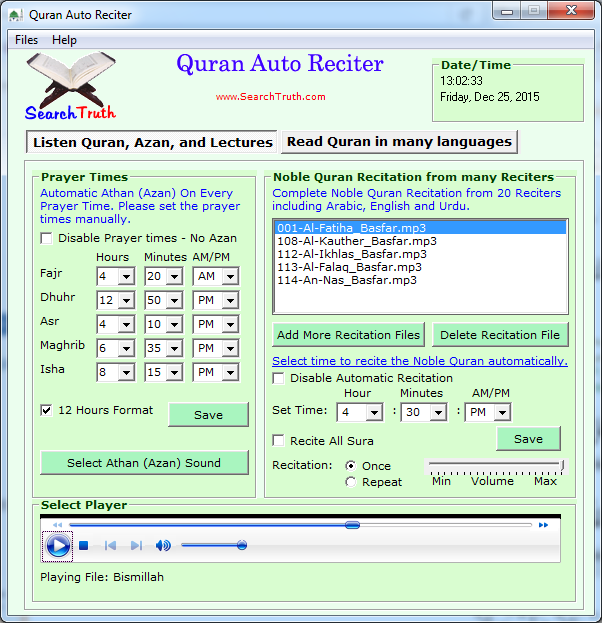 Quran Auto Reciter - Screenshot #3
