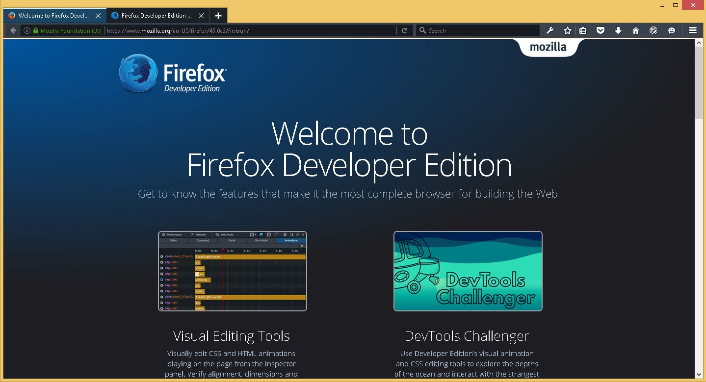 firefox developer edition flash between pages