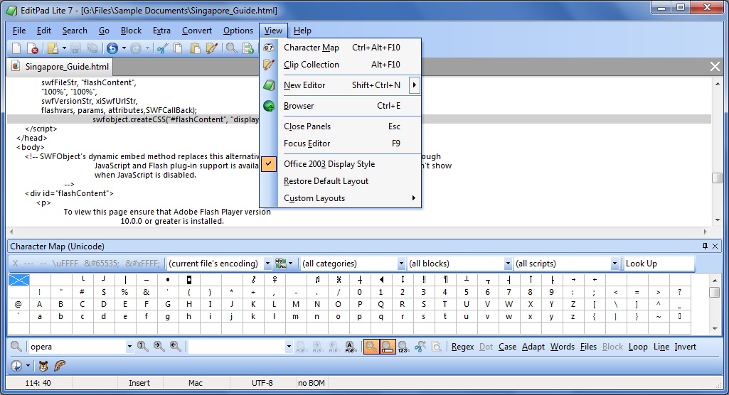 how to use grep in editpad lite