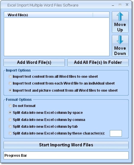 Excel Import Multiple Word Files Software - Screenshot #2