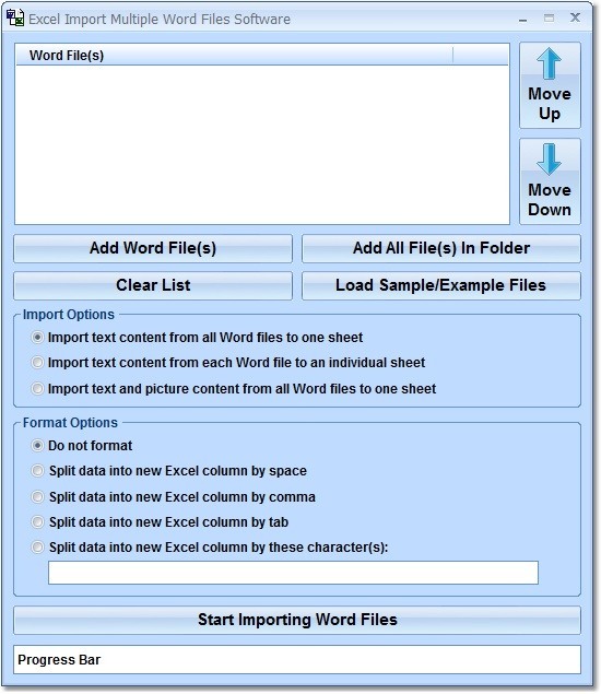 Excel Import Multiple Word Files Software - Screenshot #1