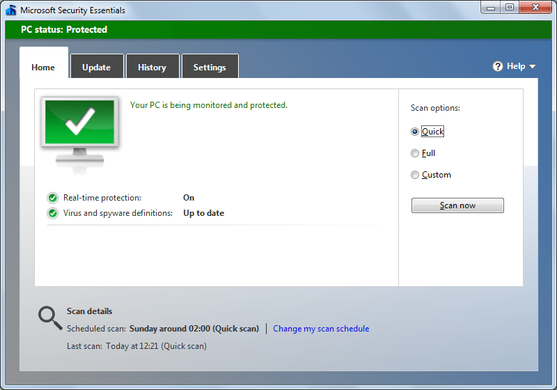 Microsoft Security Essentials - Screenshot #7