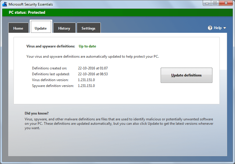 Microsoft Security Essentials - Screenshot #5
