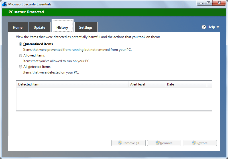 Microsoft Security Essentials - Screenshot #4