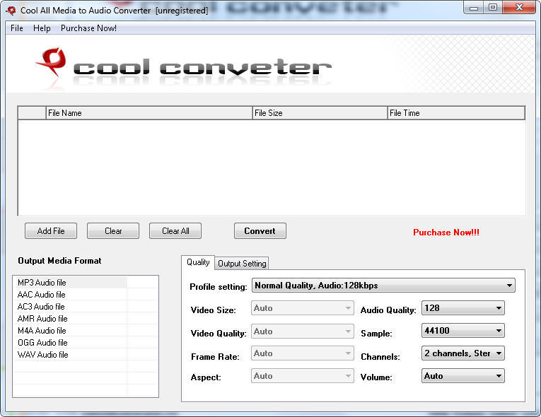 Cool All Media to Audio Converter - Screenshot #1