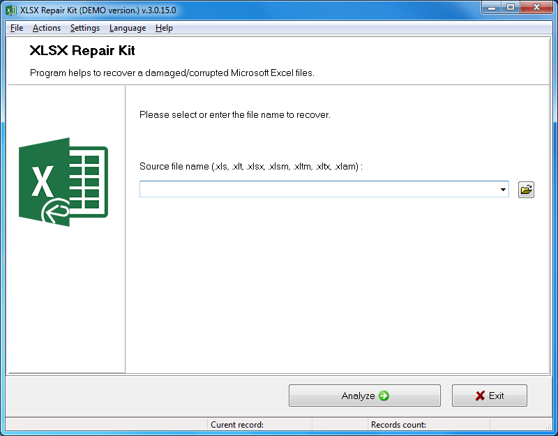 XLSX Repair Kit - Screenshot #1