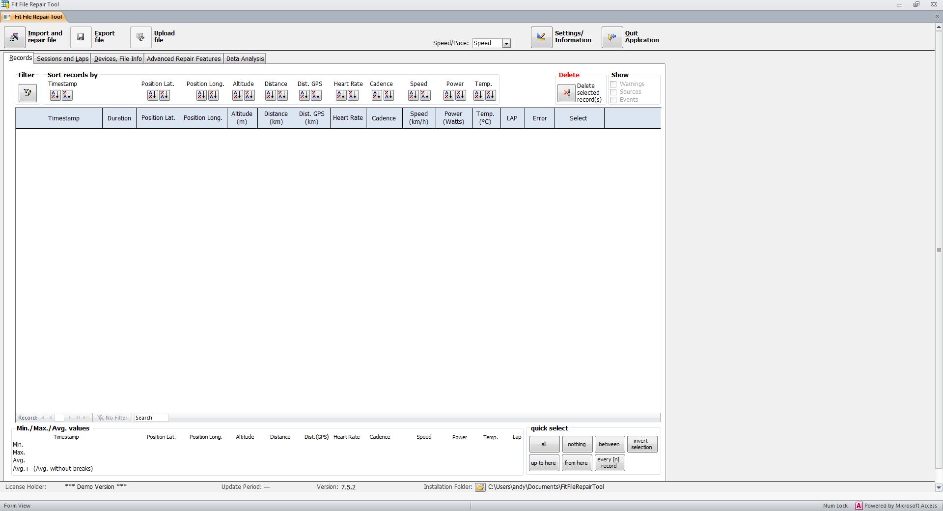Fit File Repair Tool - Screenshot #1