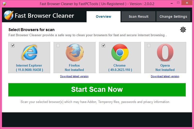 Fast Browser Cleaner - Screenshot #5