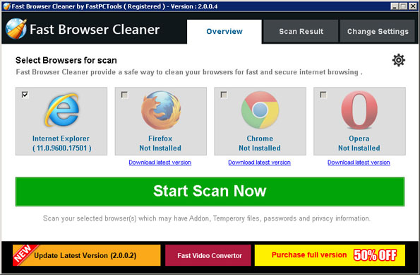 Fast Browser Cleaner - Screenshot #2