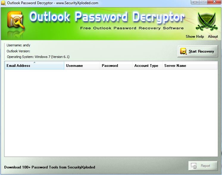 Outlook Password Decryptor - Screenshot #3