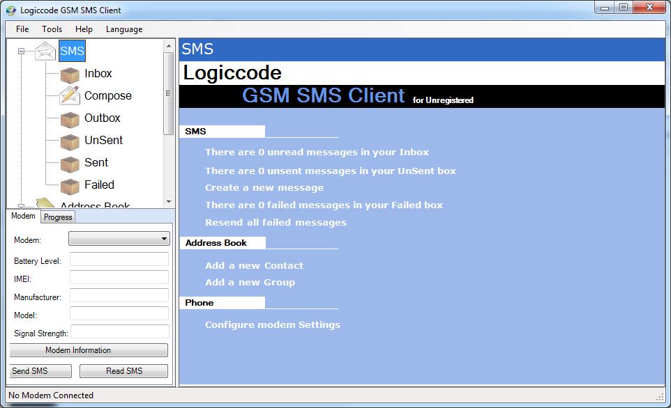 Logiccode GSM SMS Client - Screenshot #1