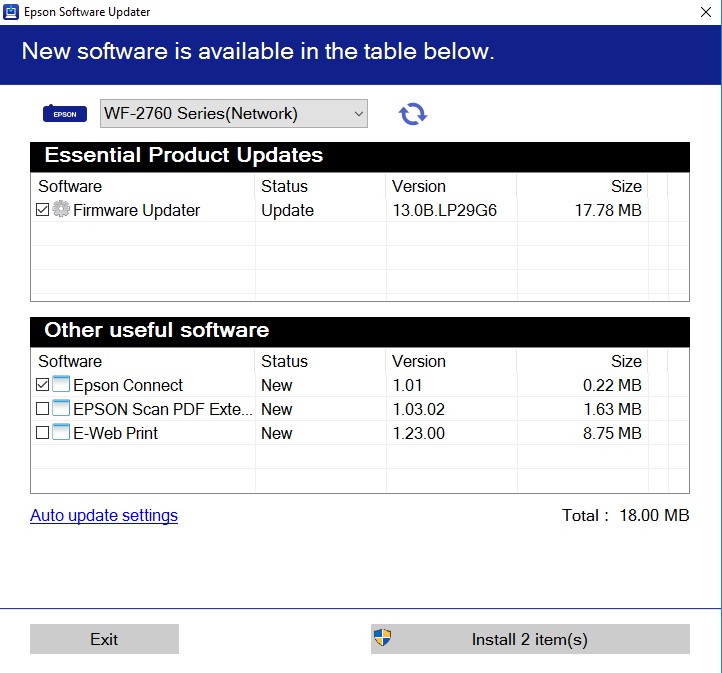 Epson Software Updater - Screenshot #1