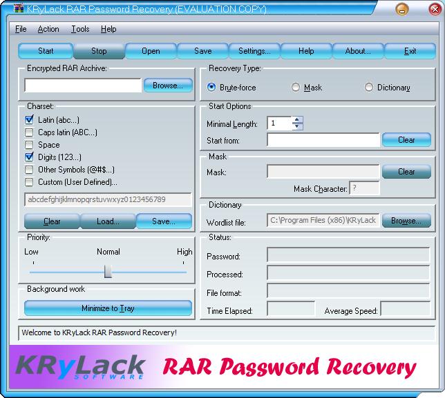 KRyLack RAR Password Recovery - Screenshot #2