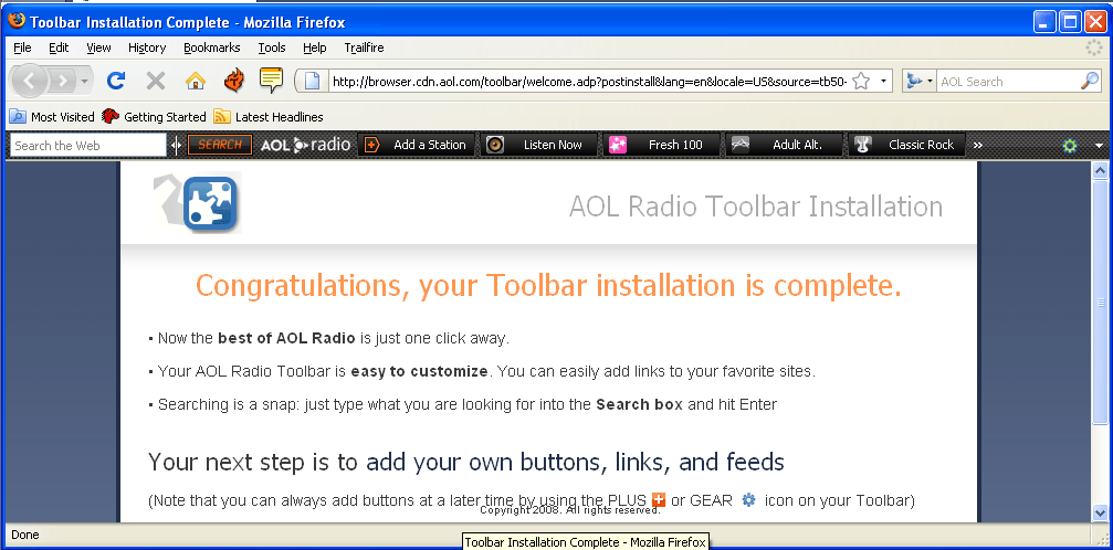 AOL Radio Toolbar - Screenshot #3