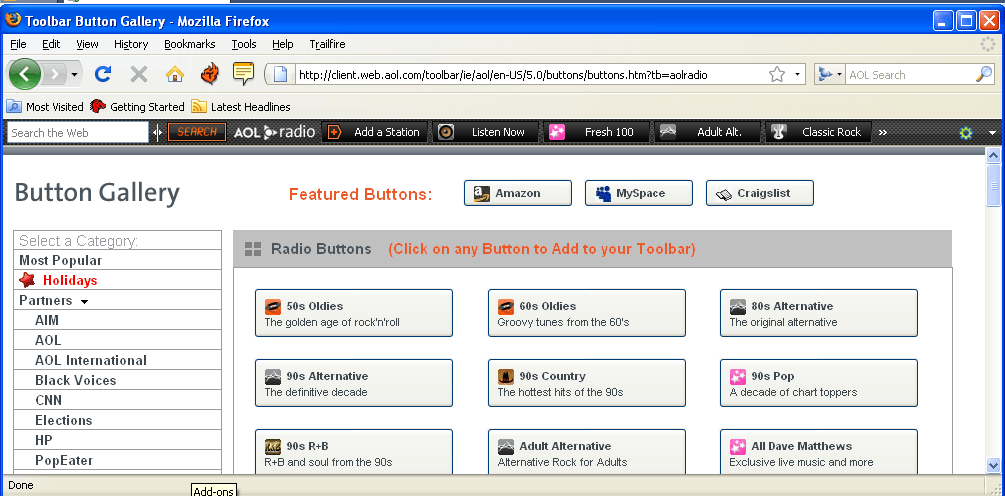 AOL Radio Toolbar - Screenshot #1