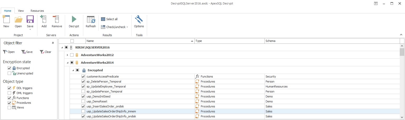 ApexSQL Decrypt - Screenshot #1