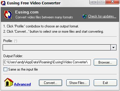Eusing Free Video Converter - Screenshot #1