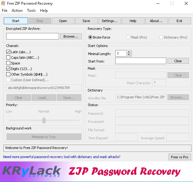 Free ZIP Password Recovery - Screenshot #3