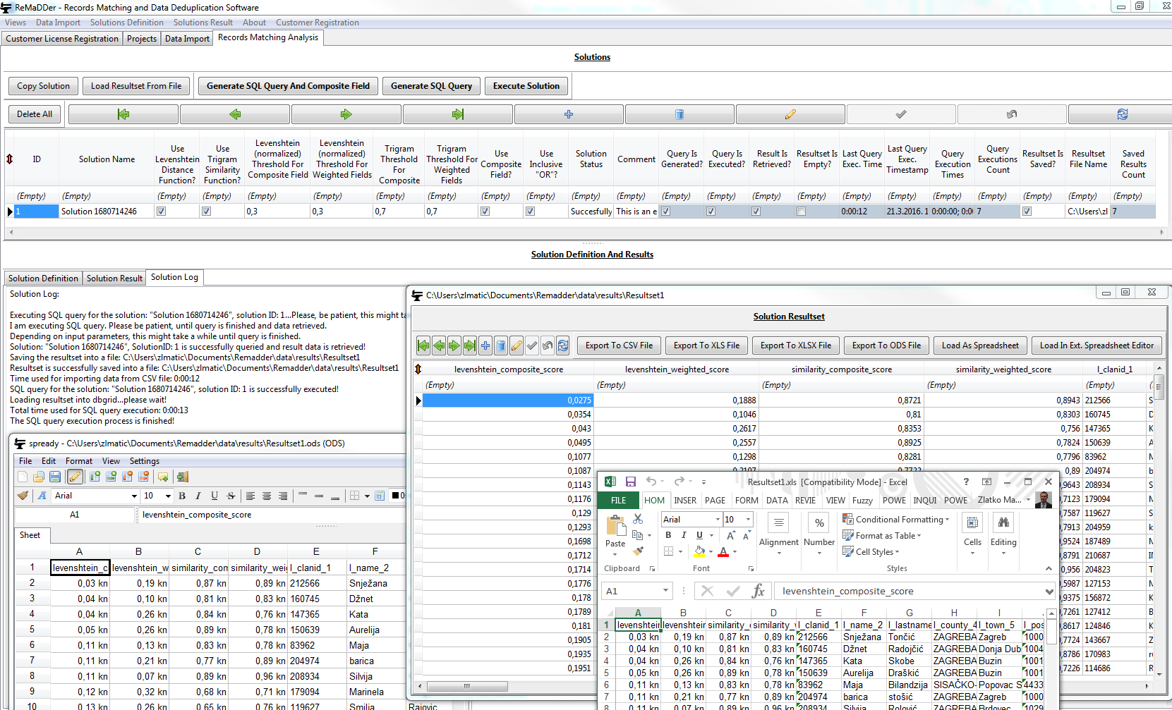 Record matches. Prjnve программа. Database logs. Xls-CSV экспорт 1.0.