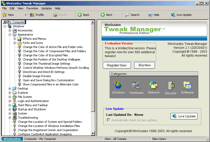 Tweak Manager download for free - SoftDeluxe