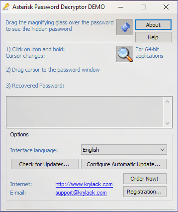 Asterisk Password Decryptor - Screenshot #1
