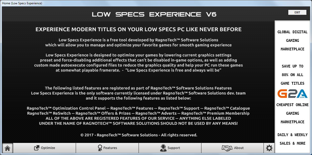 low spec experience the specific file