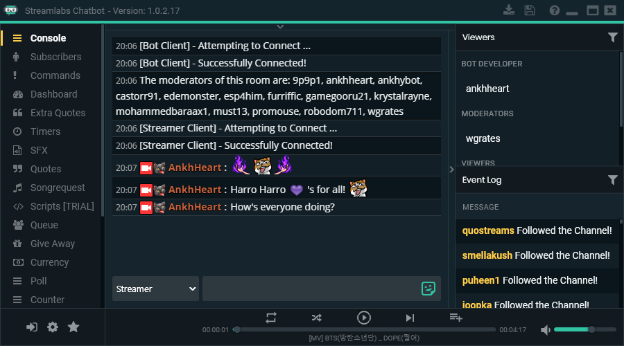 streamlabs chatbot shoutout command with game