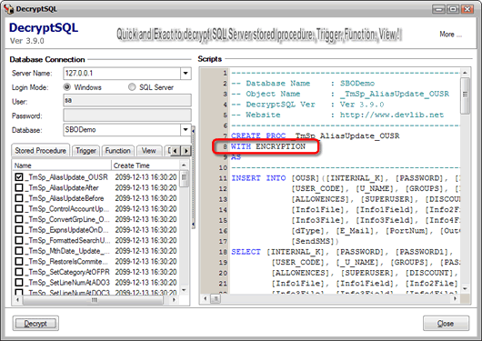DecryptSQL - Screenshot #2