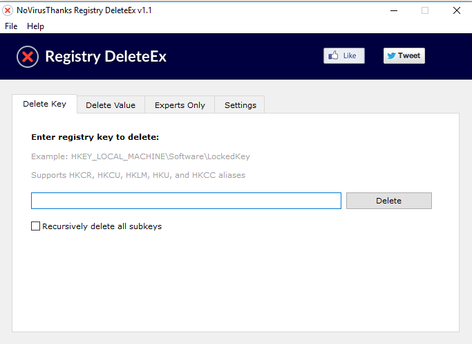 download NoVirusThanks Registry DeleteEx 1.1