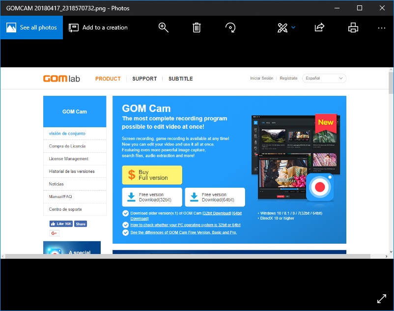what is gom cam x86 in windows 10