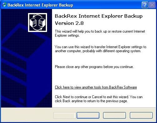 BackRex Internet Explorer Backup - Screenshot #5