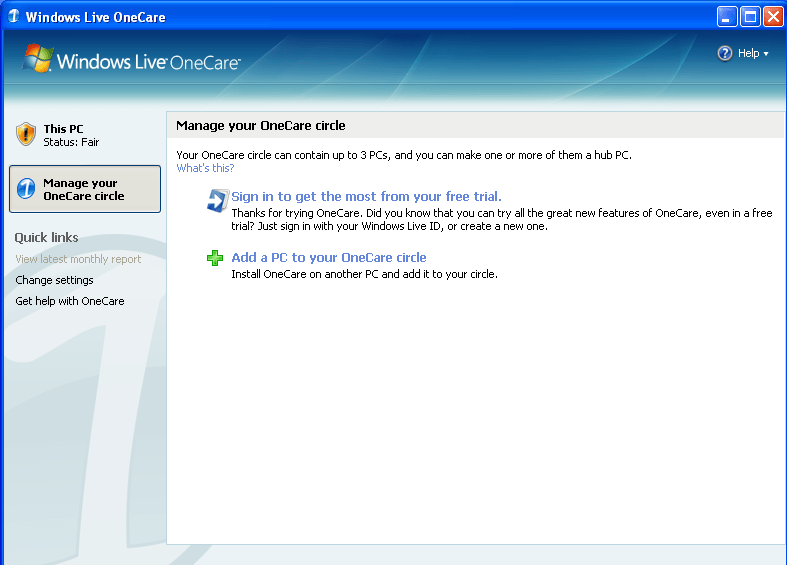 Windows Live OneCare - Screenshot #2
