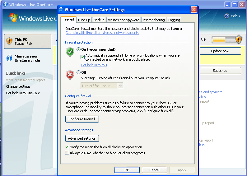 Windows Live OneCare - Screenshot #1