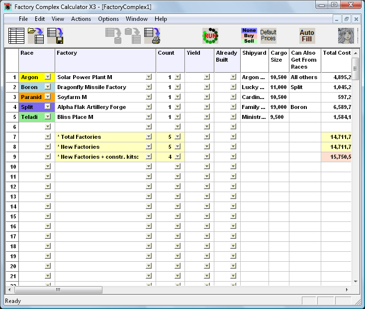X3 Factory Complex Calculator - Screenshot #2