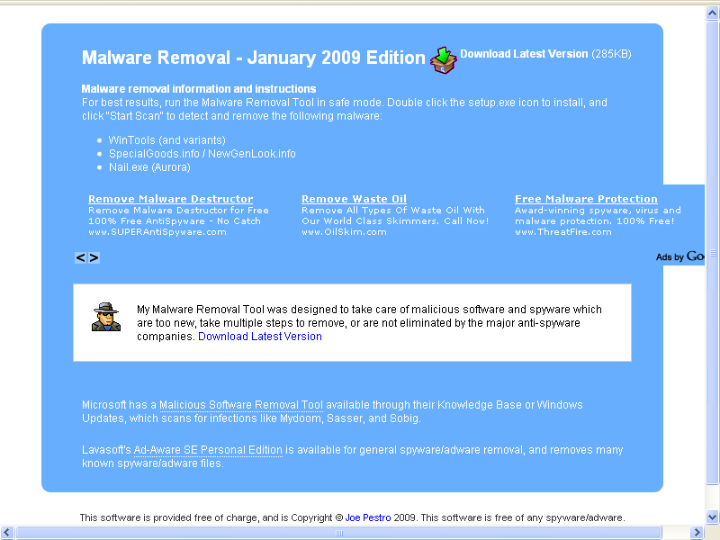 Malware Removal Tool - Screenshot #1