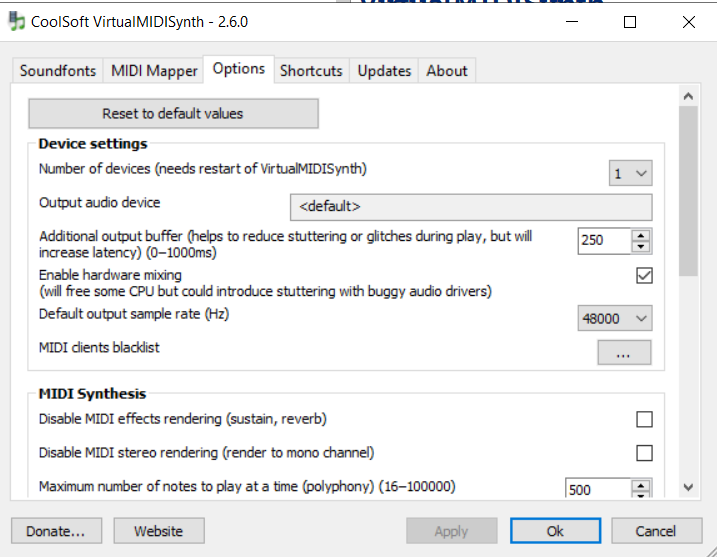 CoolSoft VirtualMIDISynth - Screenshot #2