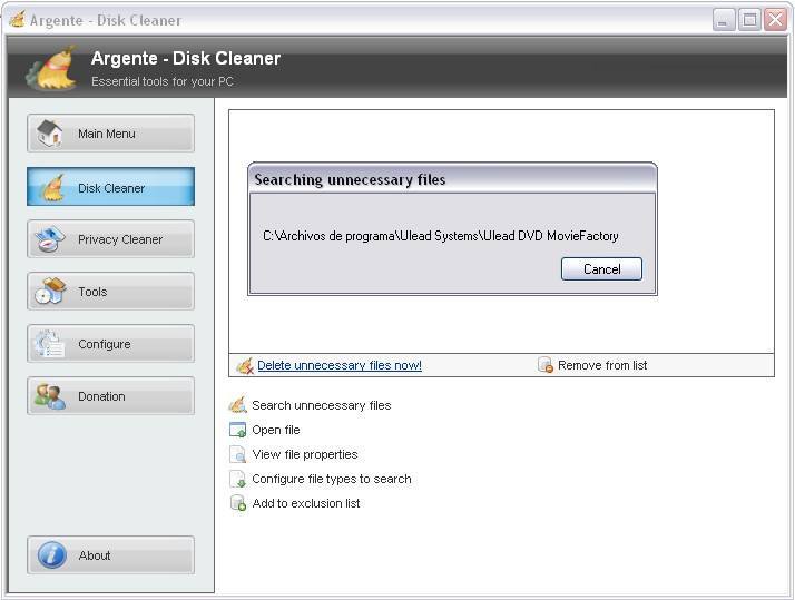 Argente - Disk Cleaner - Screenshot #1