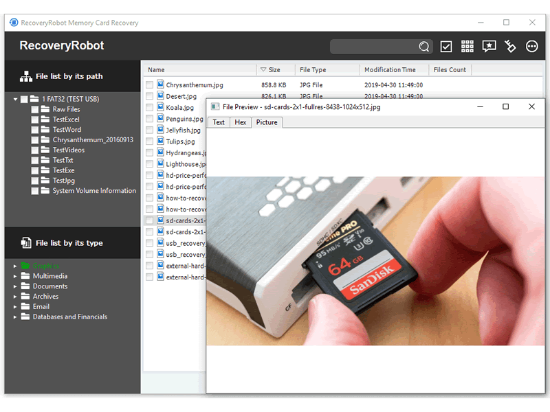 RecoveryRobot Memory Card Recovery - Screenshot #1